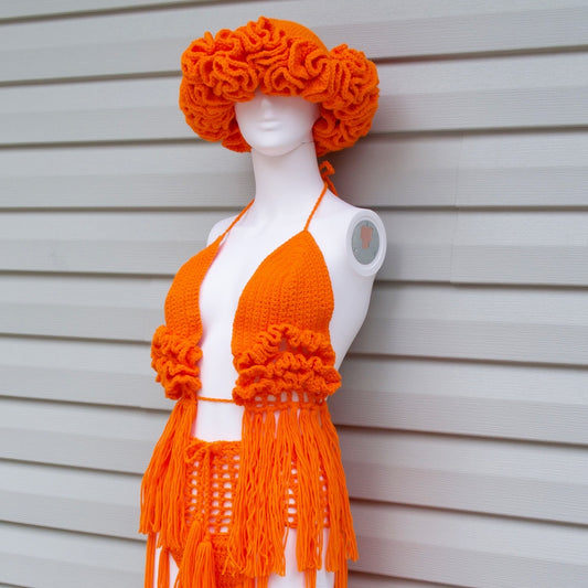 Orange You Glad To See Me Three Piece Swimsuit Set