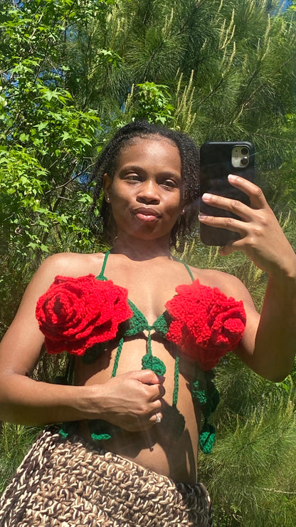 Rose Flower Crop Top