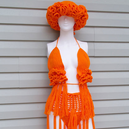 Orange You Glad To See Me Three Piece Swimsuit Set