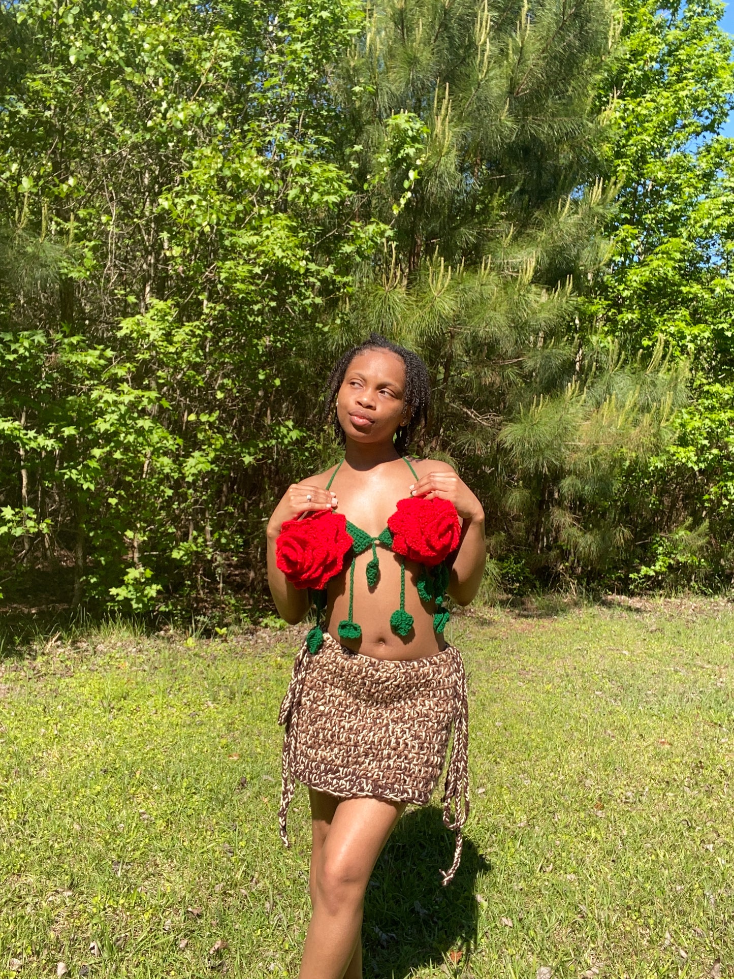 Rose Flower Crop Top