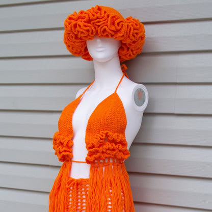 Orange You Glad To See Me Three Piece Swimsuit Set