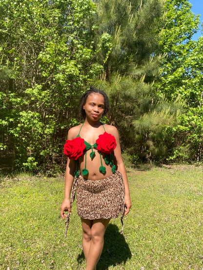 Rose Flower Crop Top