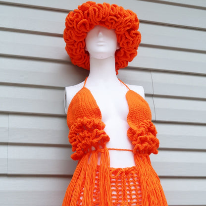 Orange You Glad To See Me Three Piece Swimsuit Set