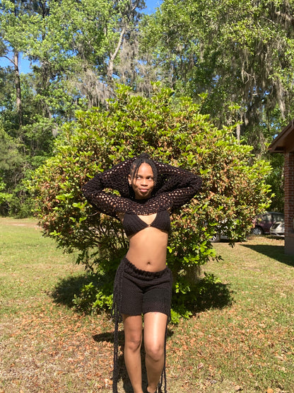 BELL SLEEVE BOLERO 3 PIECE SHORT SET