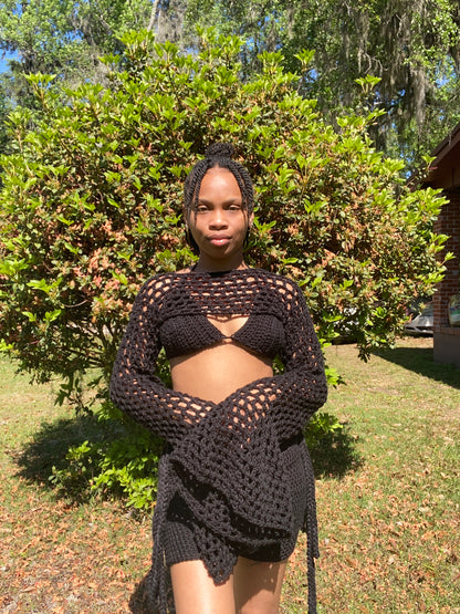 BELL SLEEVE BOLERO 3 PIECE SHORT SET